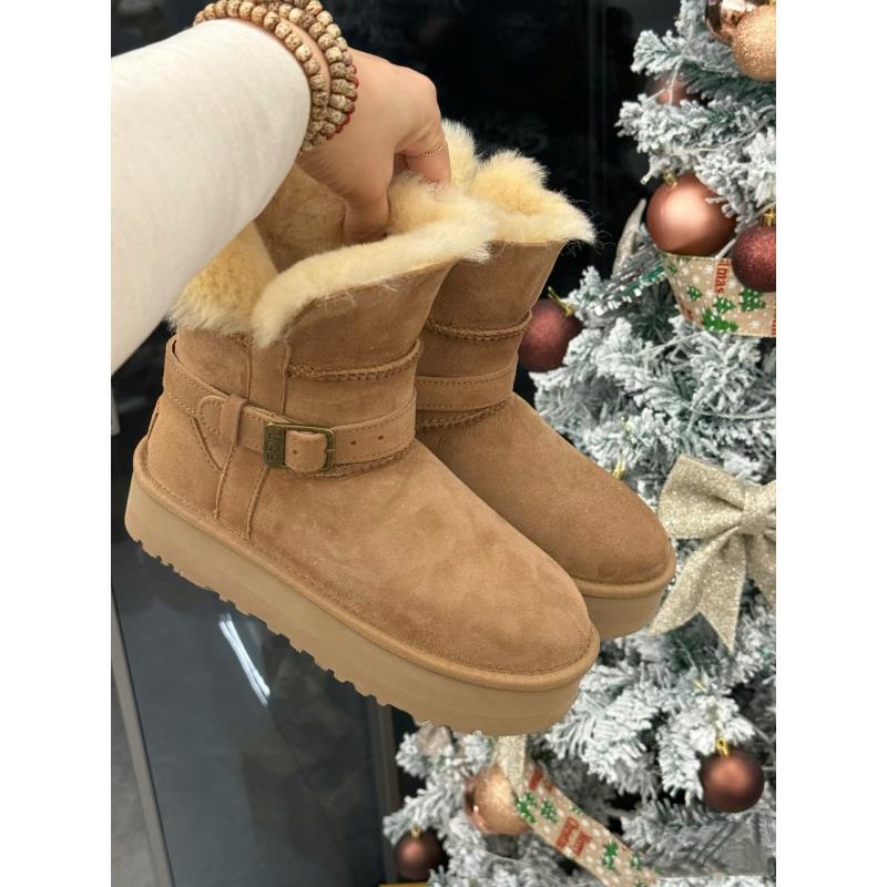 【短筒骑士靴四公分】桑坡皮毛一体雪地靴时尚百搭