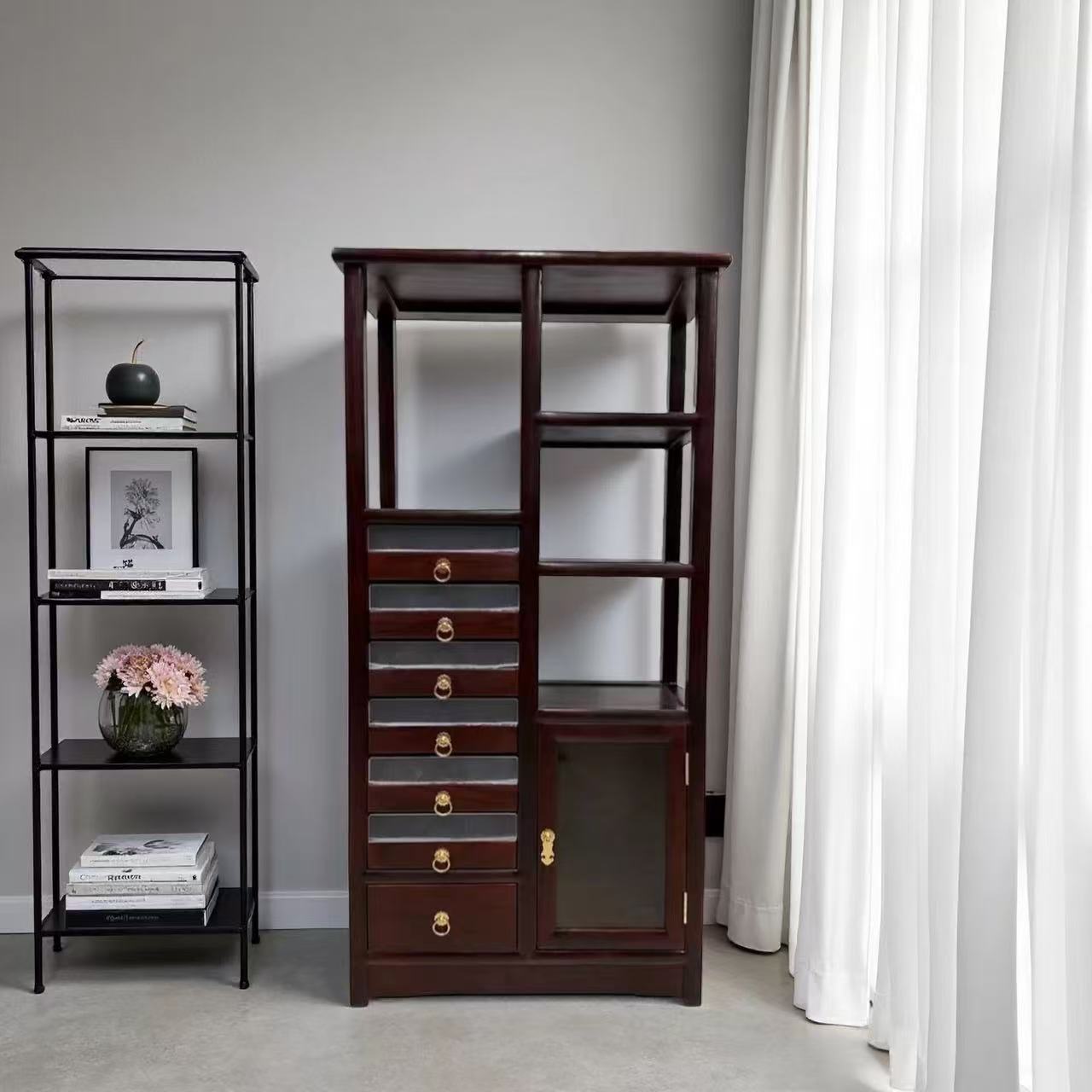 南美酸枝茶饼柜客厅实木茶杯收纳柜展示柜尺寸62*33*128cm