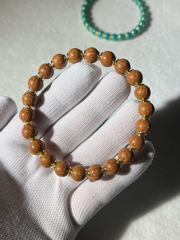 金盾铜镀金归圆小金刚光珠手串尺寸0.9