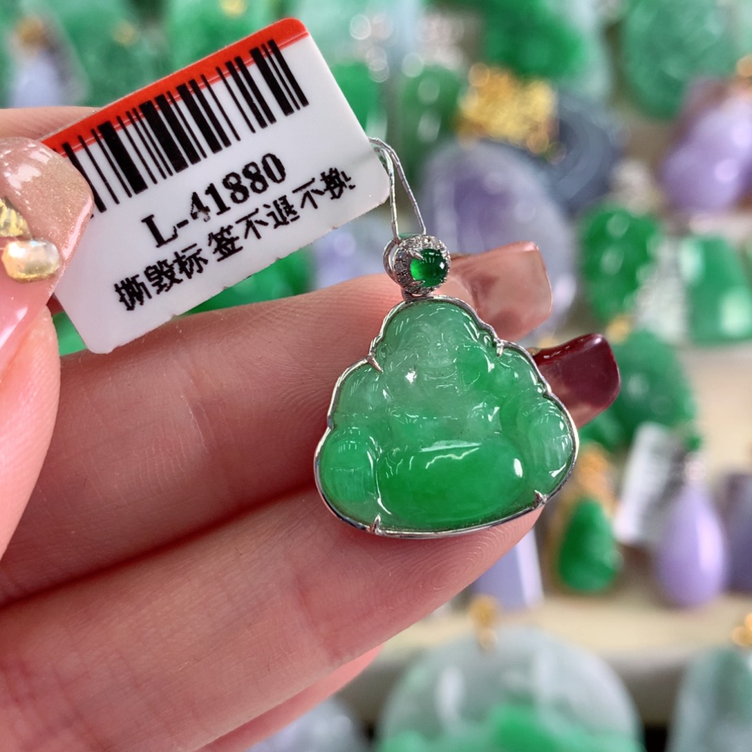 翡翠吊坠(不含链)18K金镶嵌