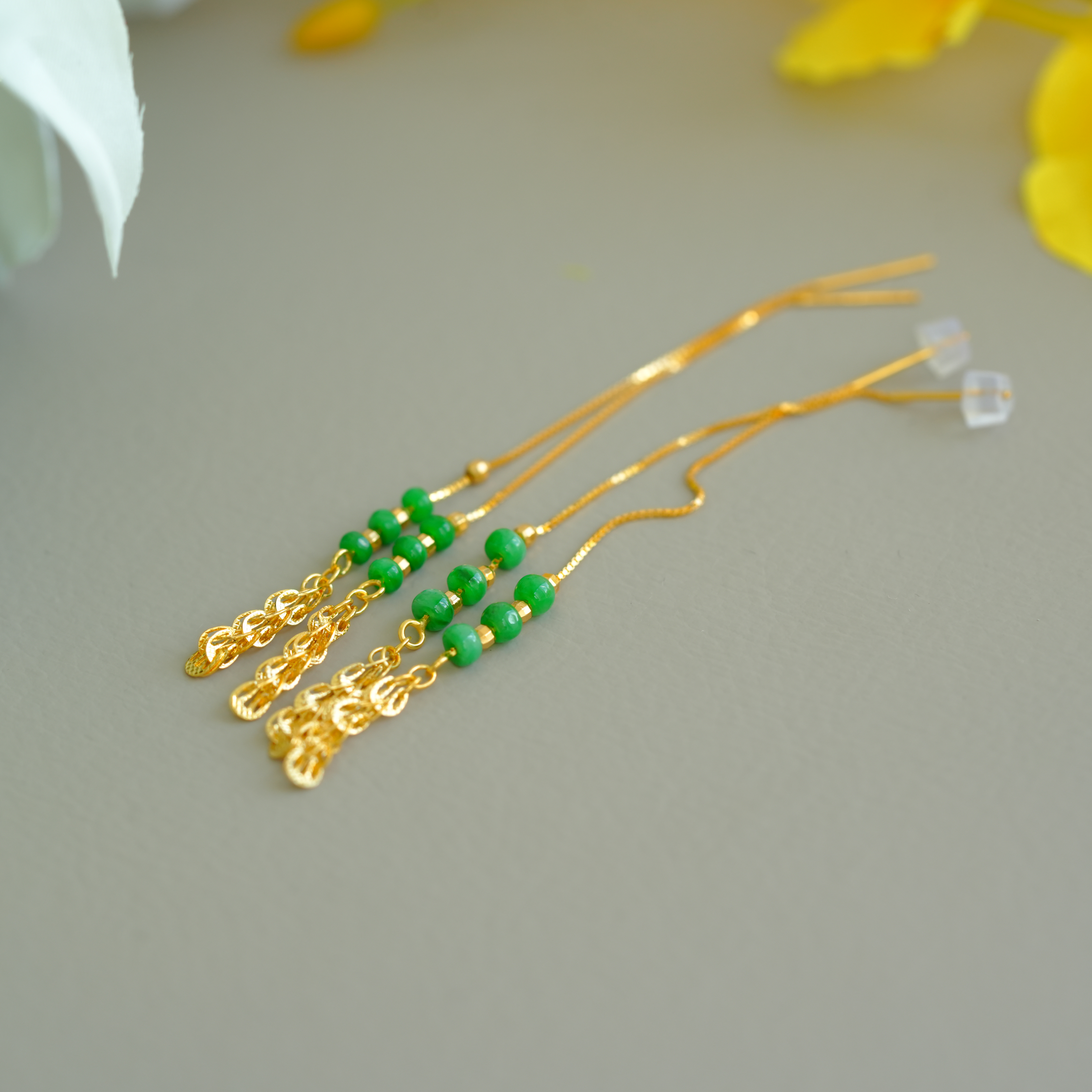 【初见珠宝】S925银翡翠耳线10-1C375X200【多样性发一件】