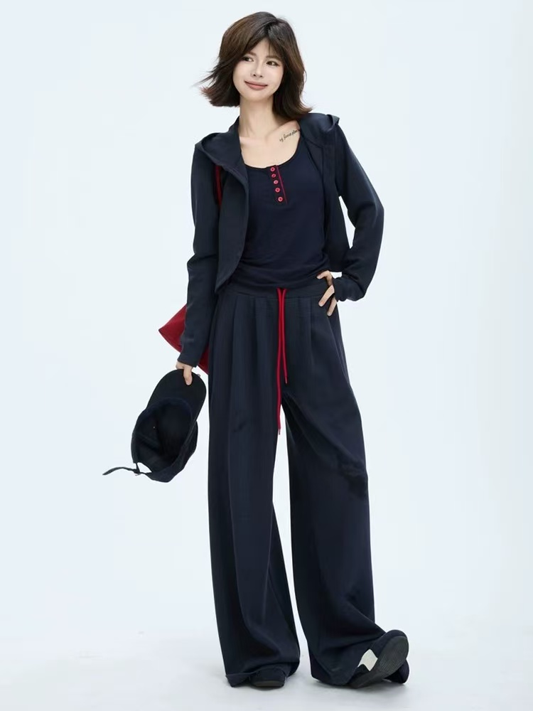 【6815】倩#外套上衣+背心+休闲裤【三件套】