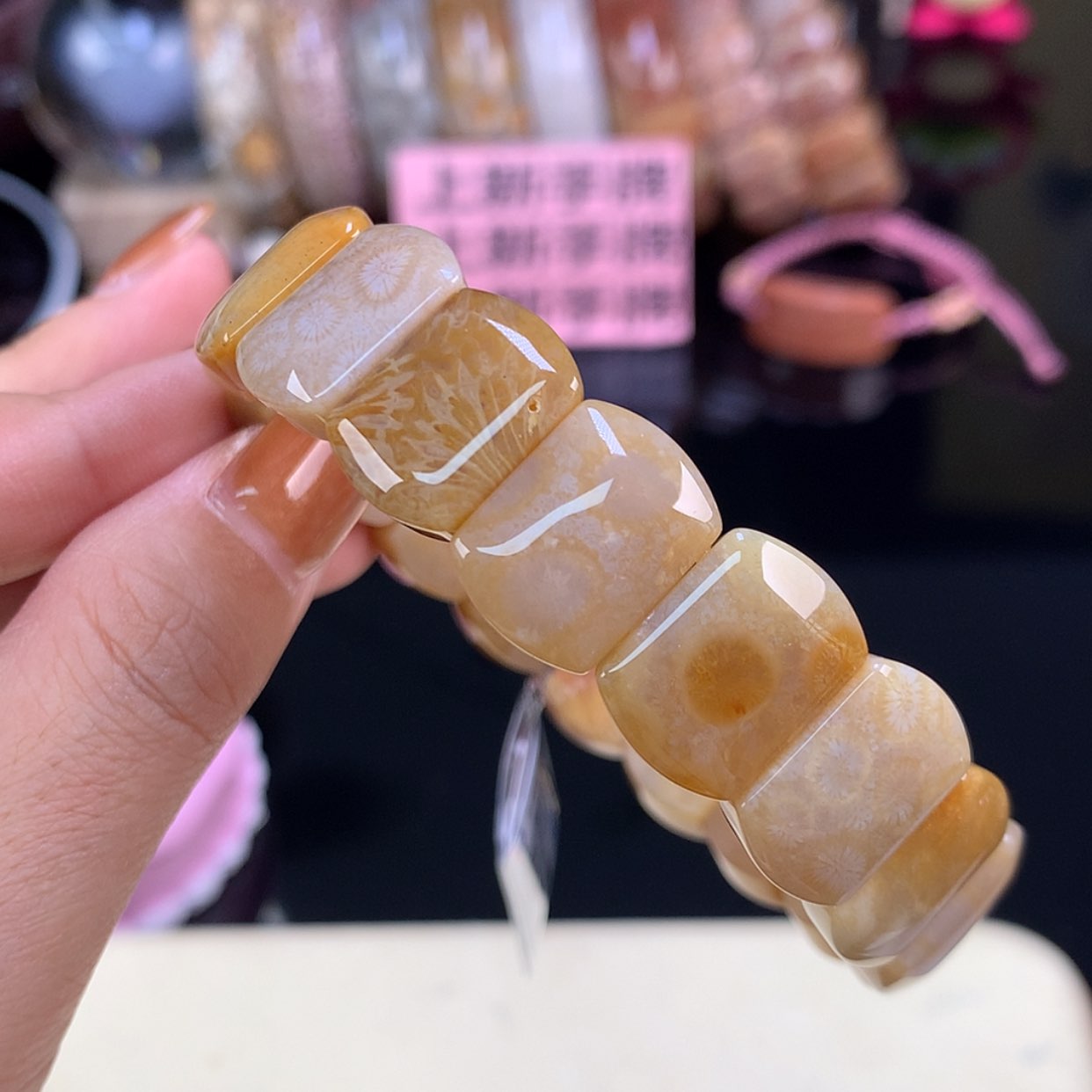 【闪购商品】颈饰未镶嵌硅化珊瑚（珊瑚玉）上新手牌（9号）