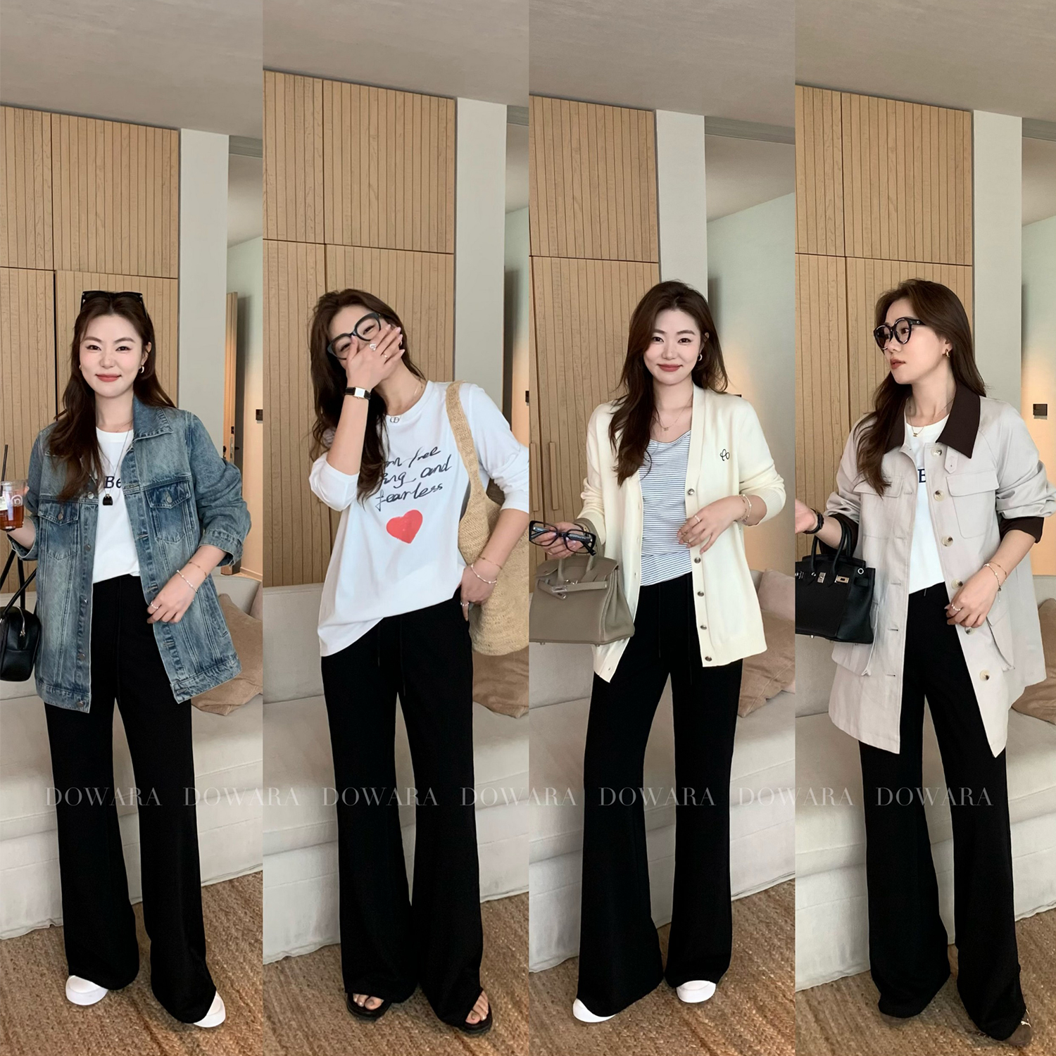 现货大婉酱微胖定制【超模裤】高腰休闲气质微喇长裤6804D