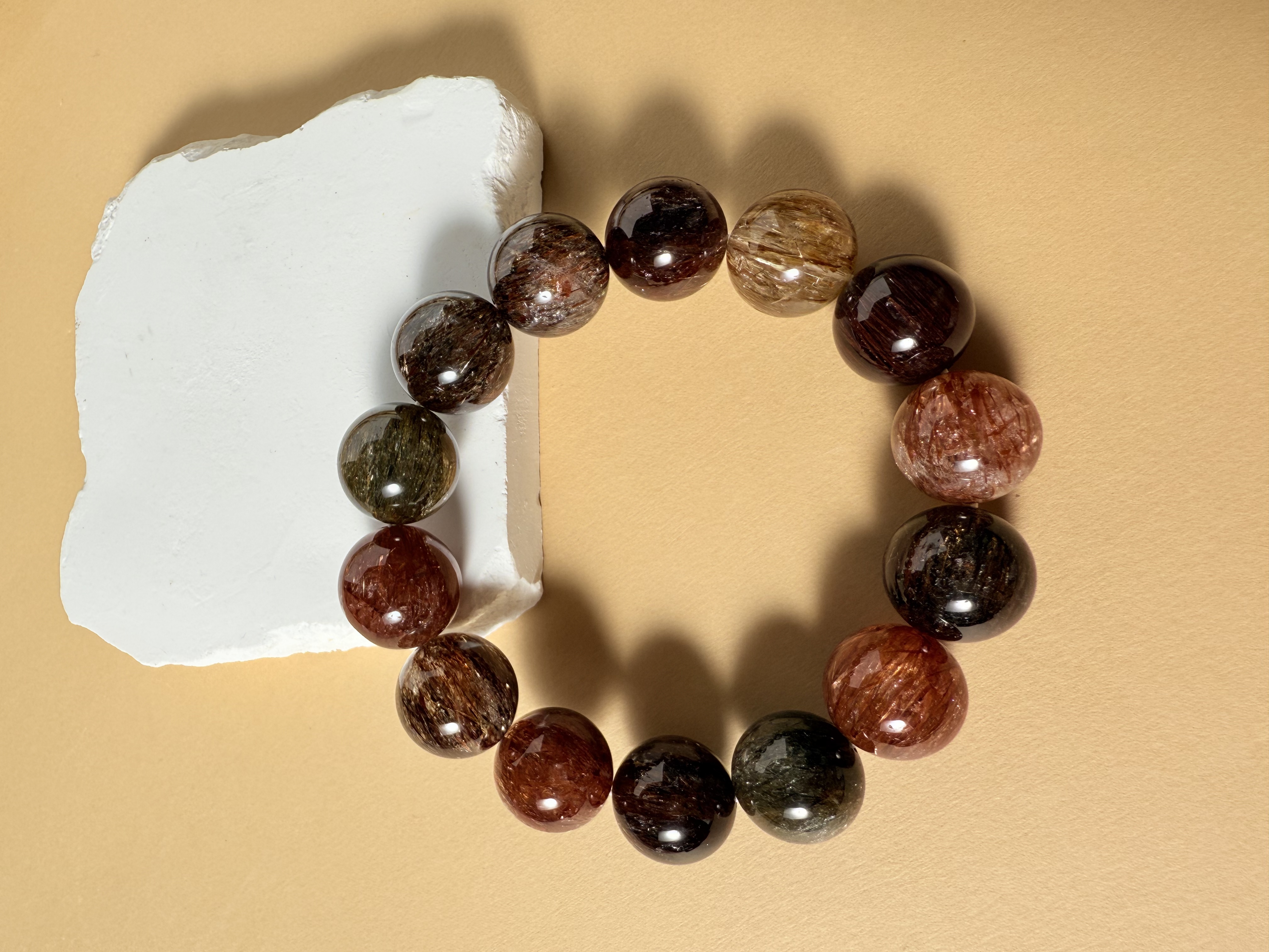 天然多彩手串发晶兔毛多宝水晶单圈多样性发起一天然水晶手串