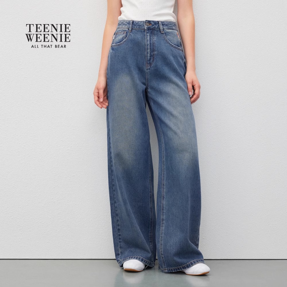 TeenieWeenie小熊时尚休闲复古显瘦百搭宽松牛仔裤女YTTJ253703K