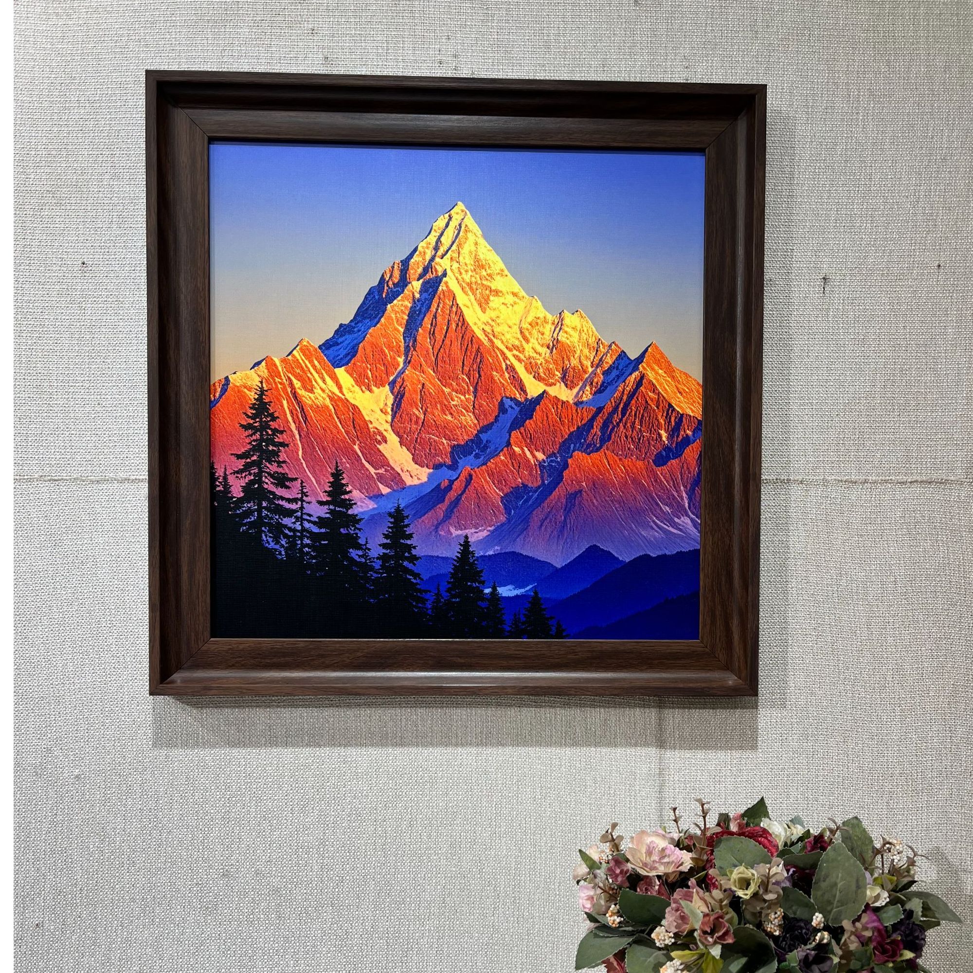 277小众艺术复古方形背靠金山风景摆画适合客厅卧室装饰