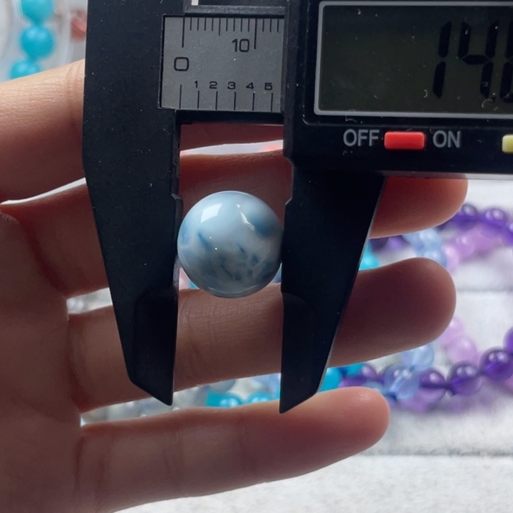 针钠钙石（海纹石）珠宝奇石未镶嵌天然海纹石圆珠14.8mm