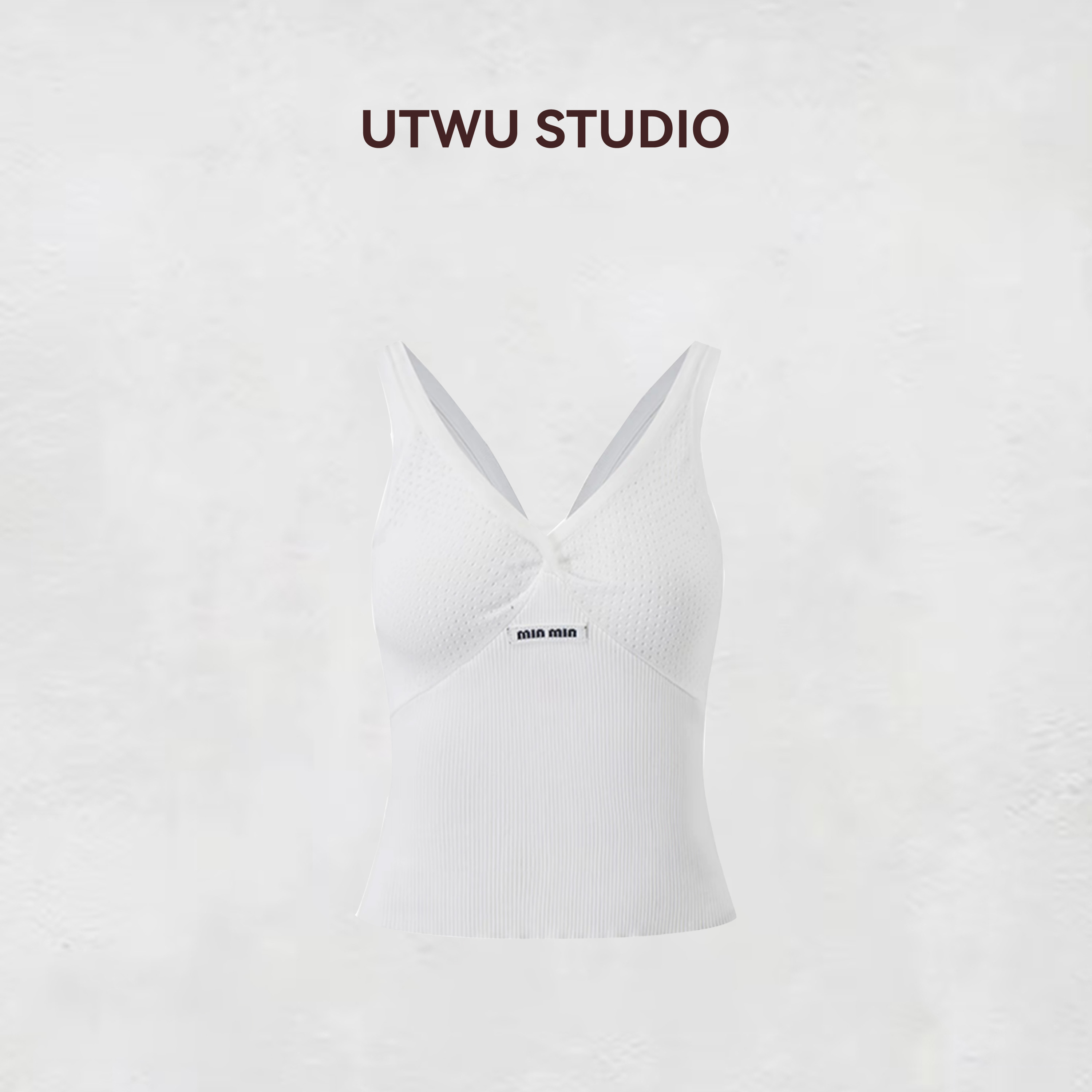 UTWU小敏「MM经典」1oo棉立体肤感弹力V领网面吊带背心UTAT1155