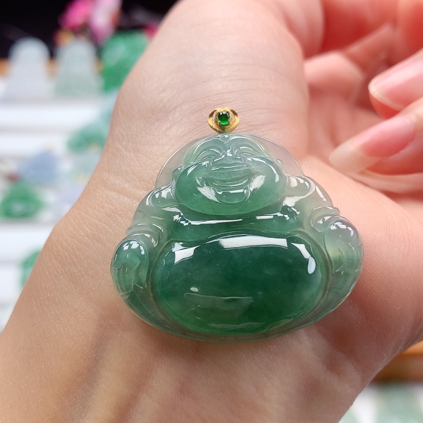 【闪购商品】翡翠吊坠(赠链)18K金镶嵌