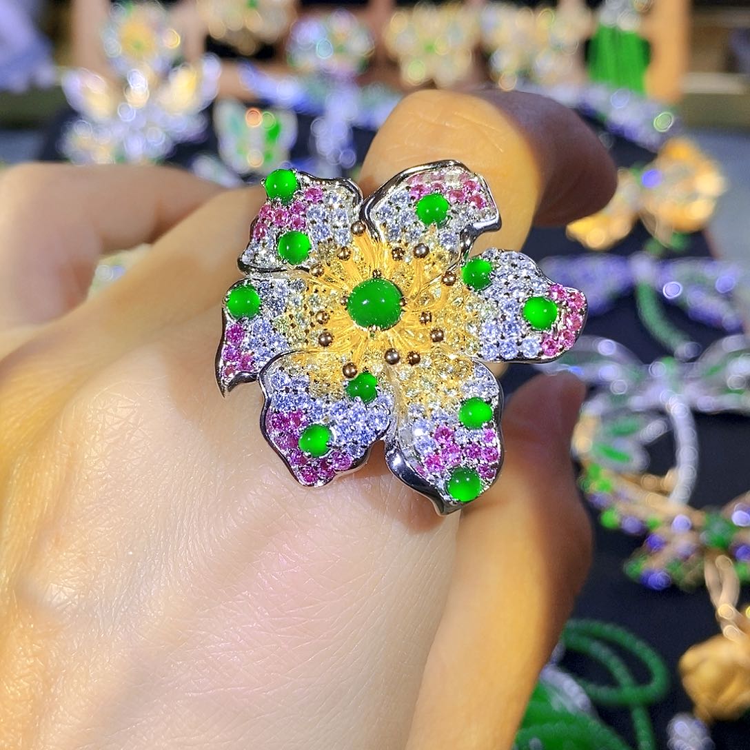 吊坠(不含链)银S925镶嵌翡翠