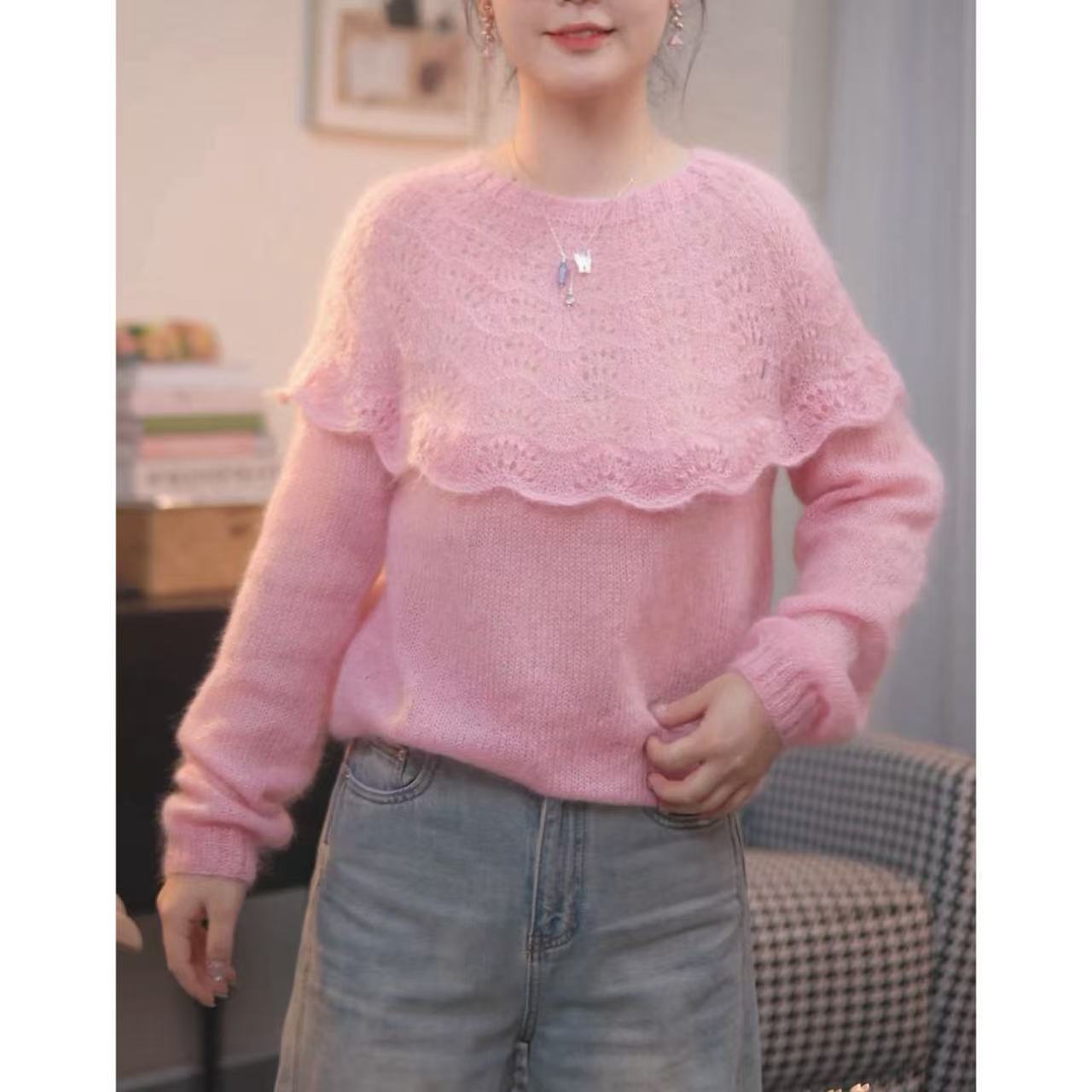 【芭蕾】九色鹿时尚超柔马海手工编织毛衣1团25g价格