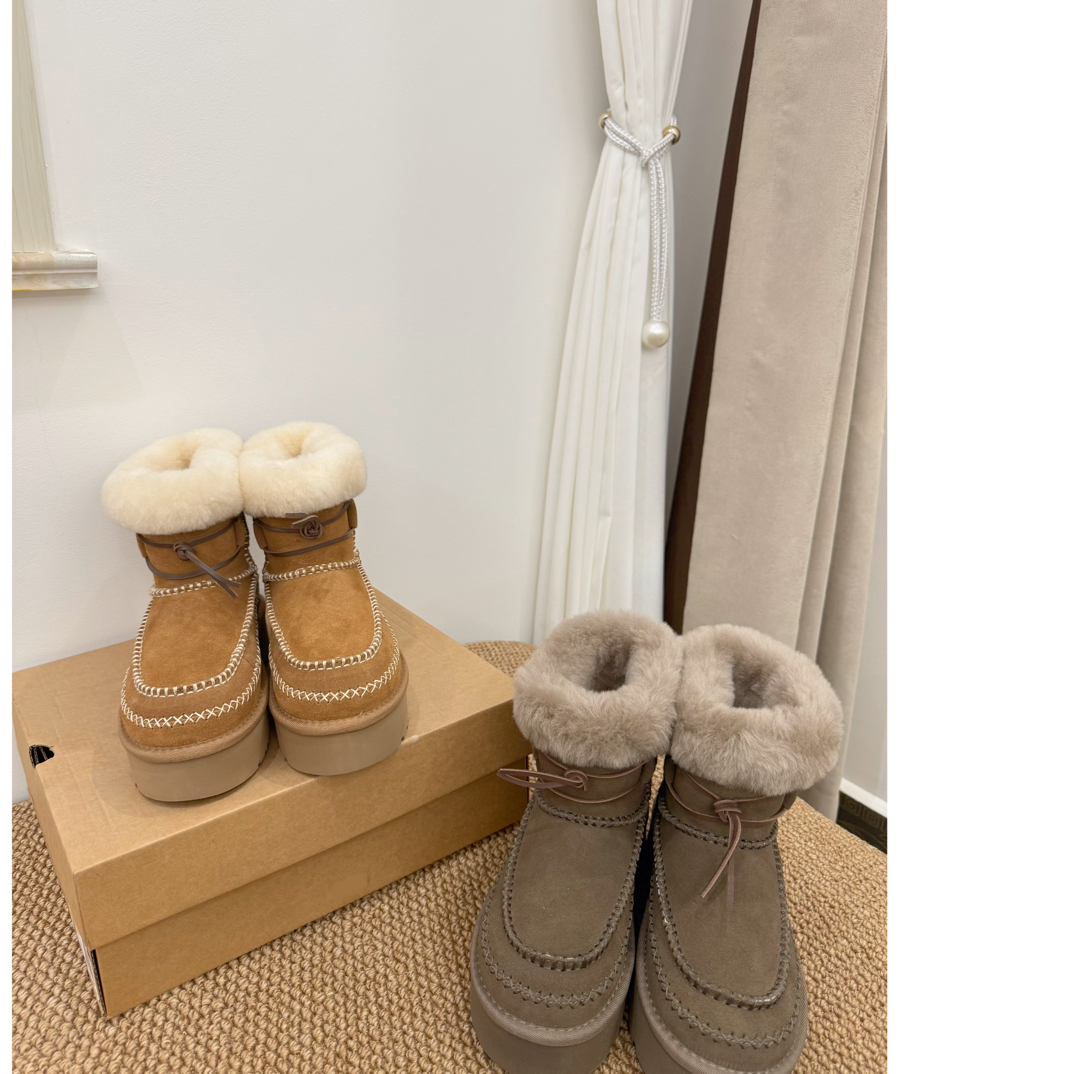 2025秋冬季新款羊皮毛一体厚底阿尔派雪地靴女真皮时尚增高羊毛鞋