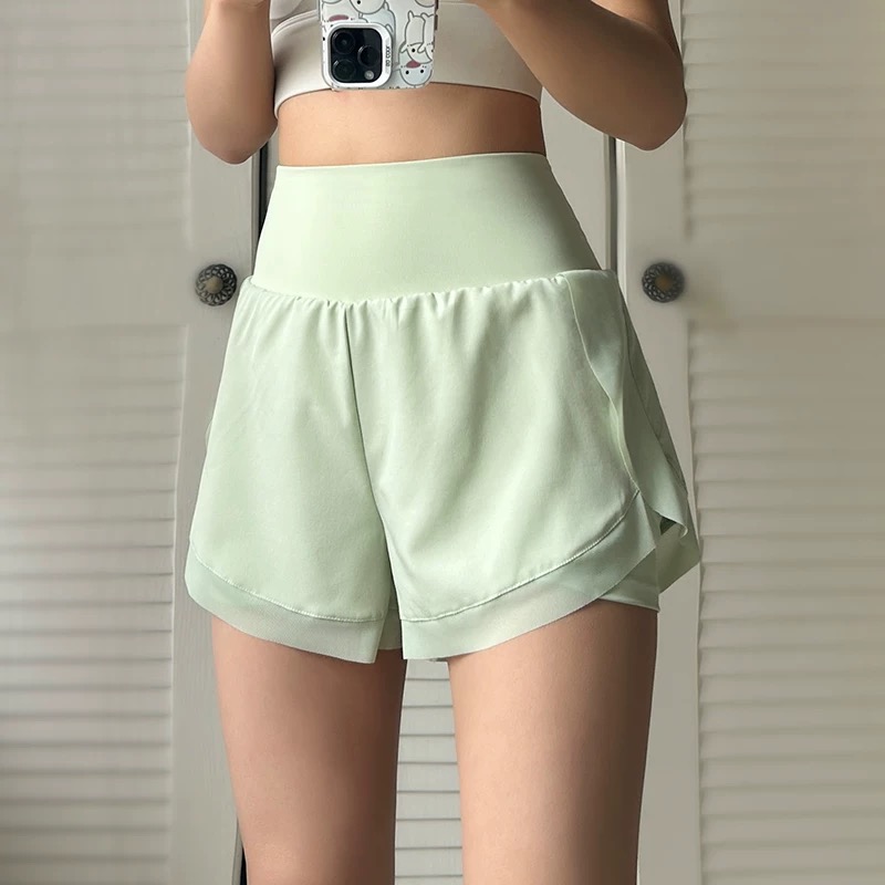 速干防走光运动短裤女夏季宽松跑步健身假两件休闲高腰显瘦瑜伽裤