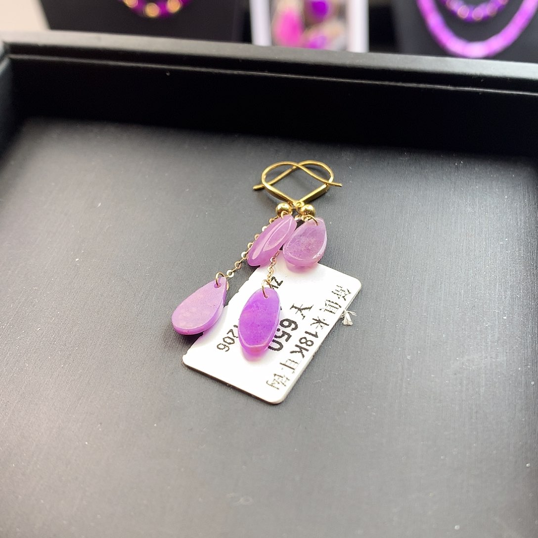 苏纪石（舒俱来）耳饰18K金镶嵌