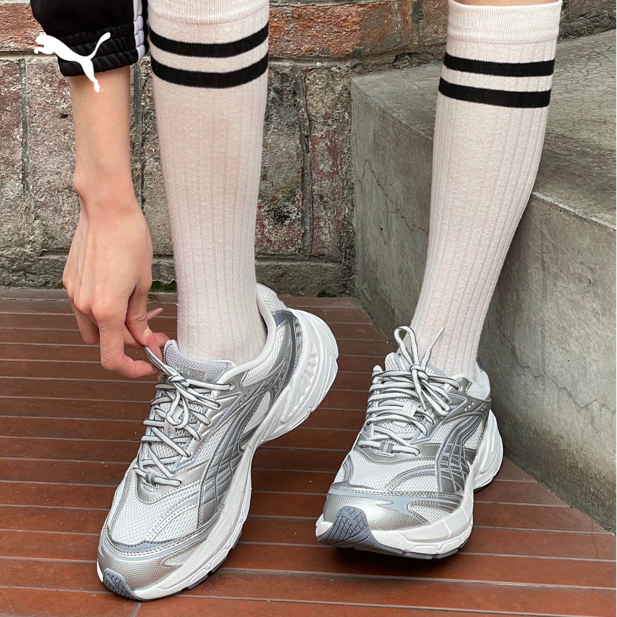 PUMA彪马Y2K银色增高老爹鞋银翼鞋男女厚底鞋 VELOPHASIS 406204
