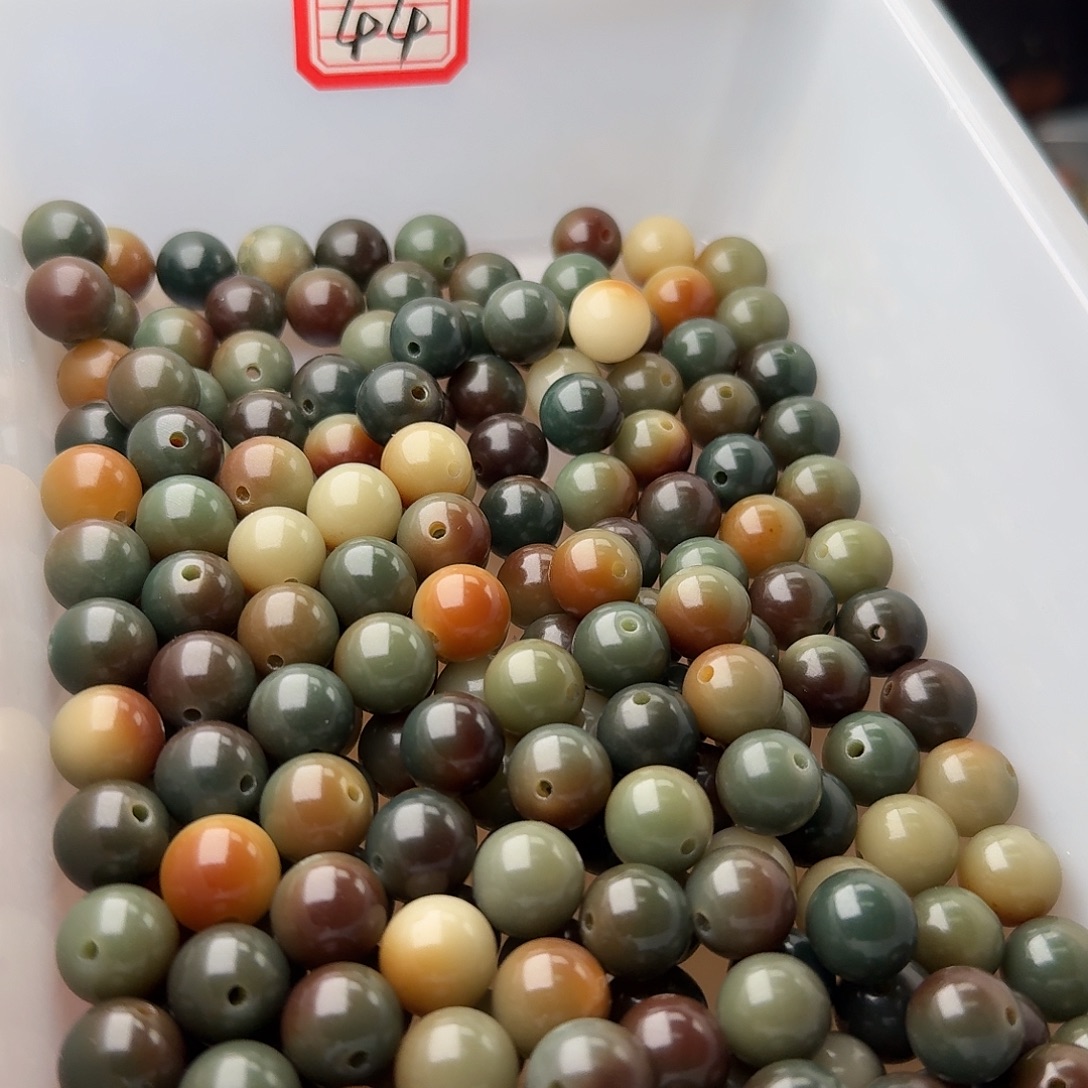 手串菩提根/象牙果50颗孔雀绿敦煌12圆
