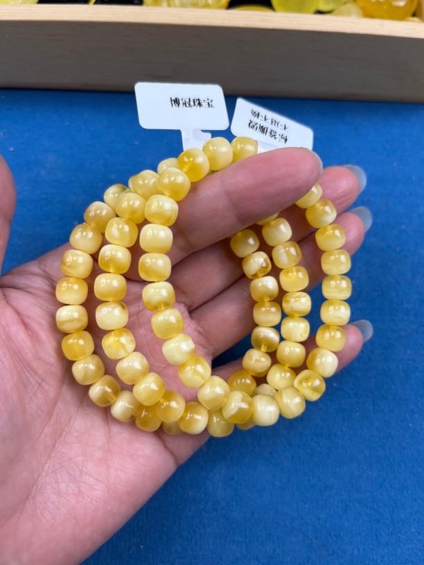 珠宝奇石琥珀蜜蜡手串8mm（金白系列） 多样性发其一