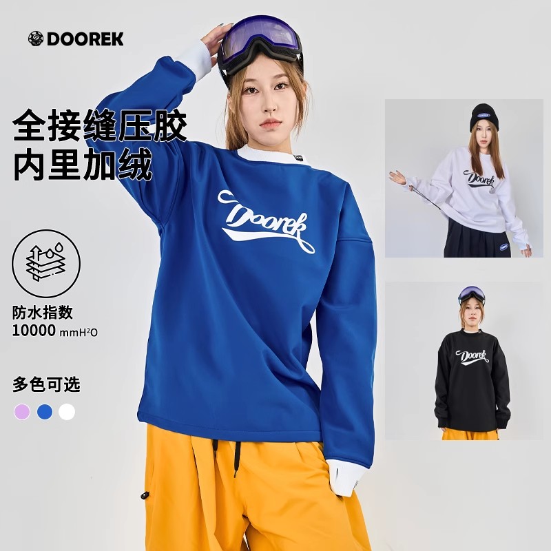 DOOREK单板滑雪服卫衣女男款加绒保暖防寒户外专业防水防风圆领衫