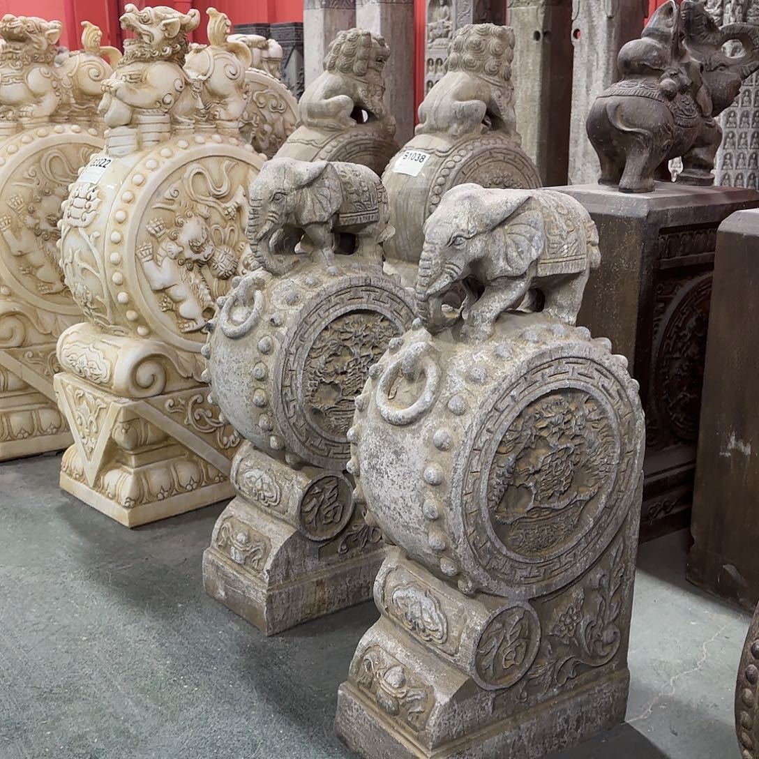 石材摆件60一对，包邮