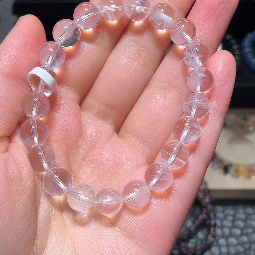 水晶手链未镶嵌蓝针手链，晶体通透