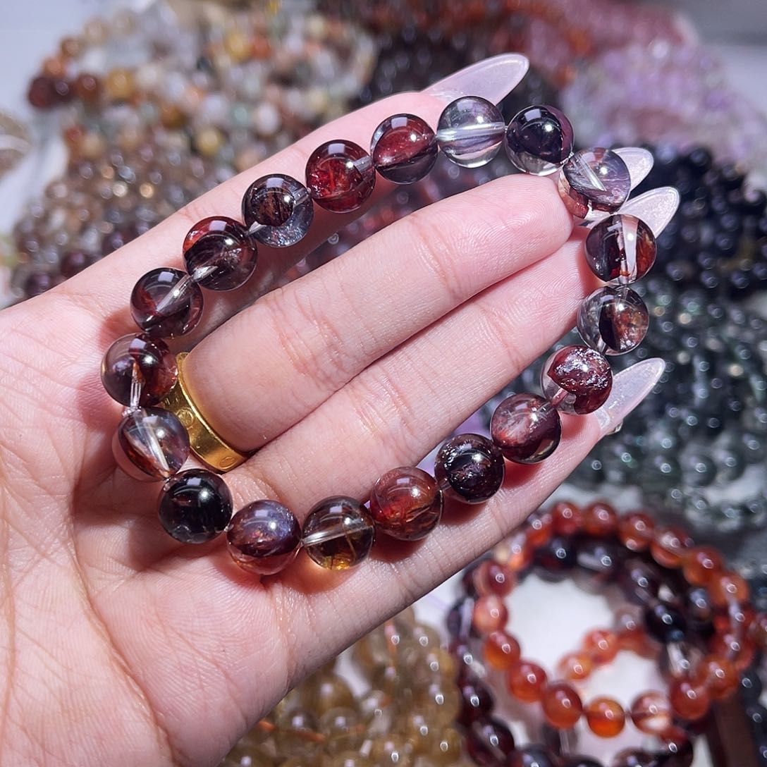 水晶手链未镶嵌牛血红10