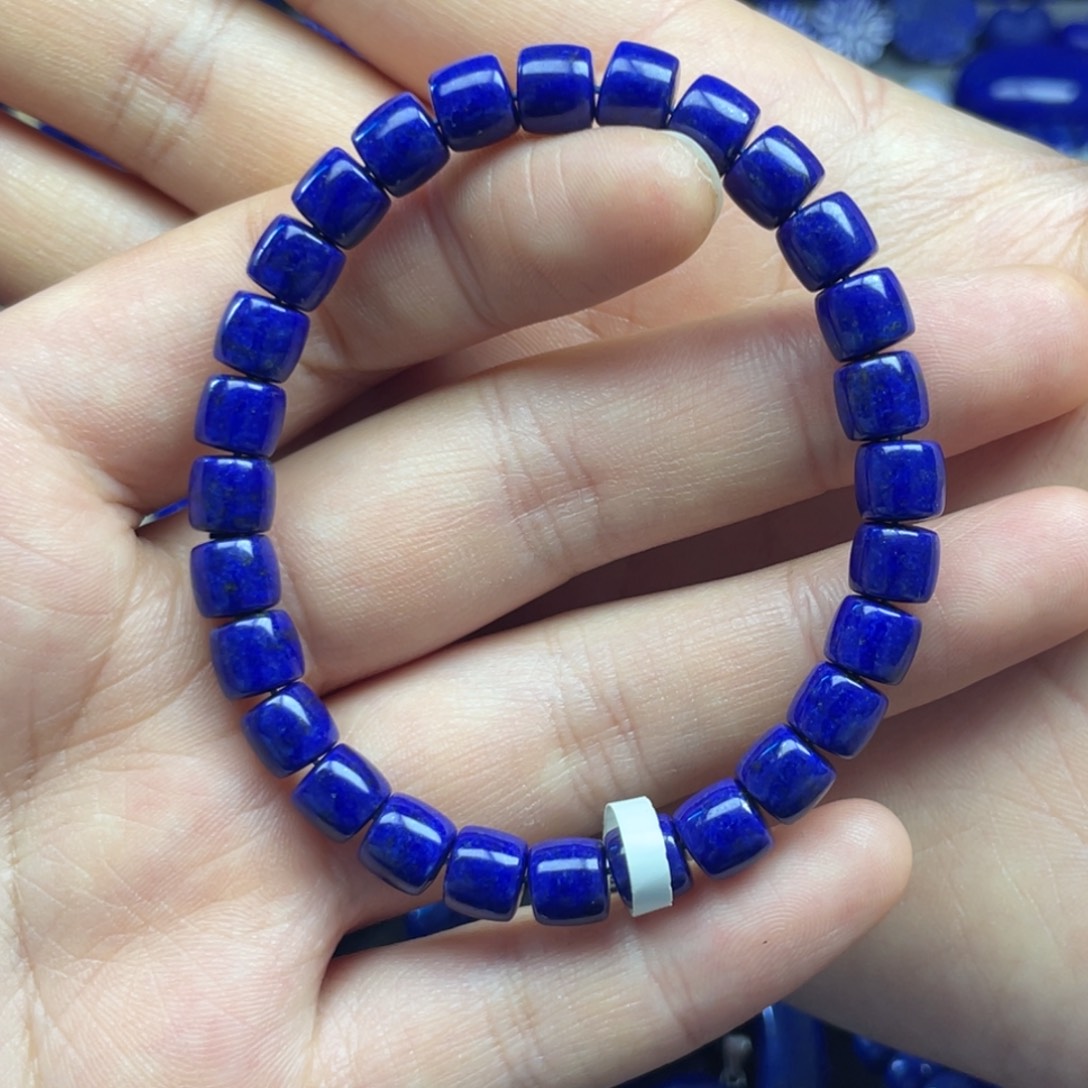 千***集青金石未镶嵌直切手串6+