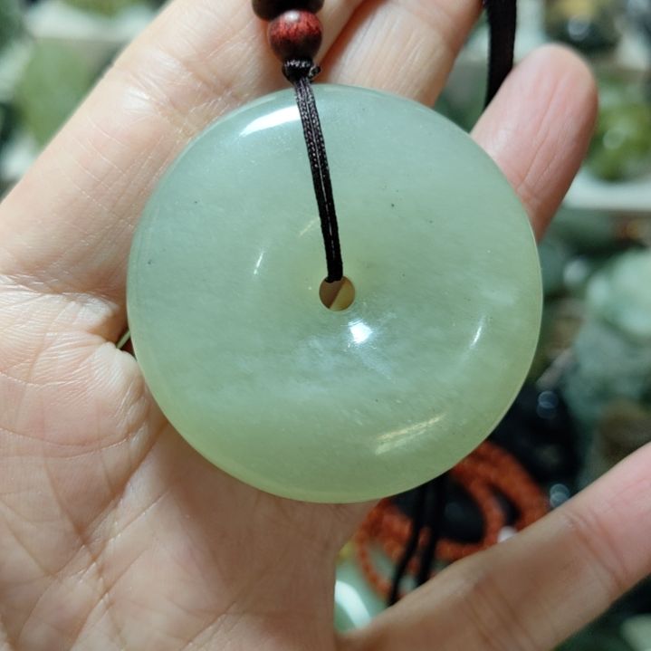 岫玉瑕疵平安扣未镶嵌