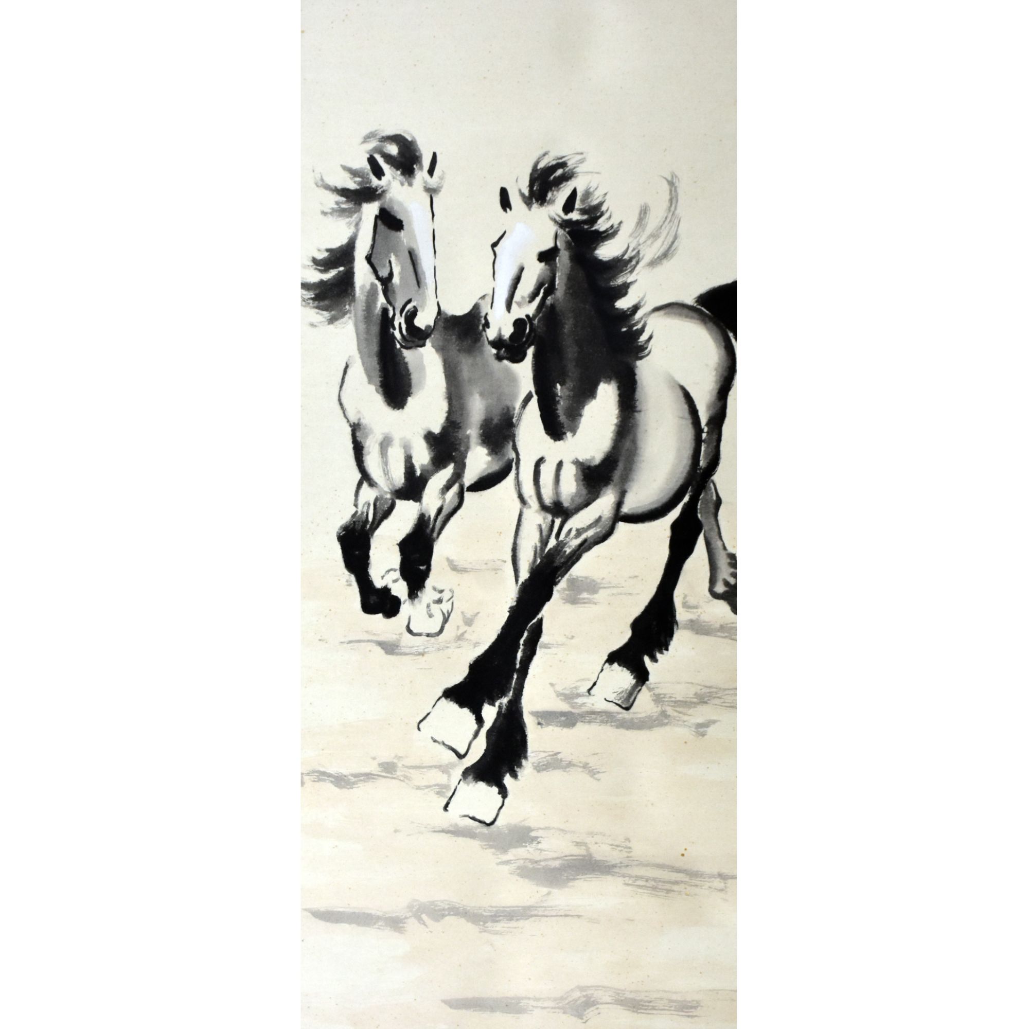 HM9459 双骏图 136×67cm 纸本立轴 8.2平尺