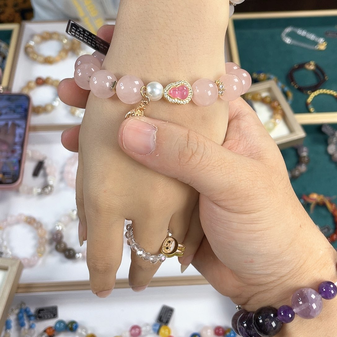 水晶手链银S925镀金镶嵌