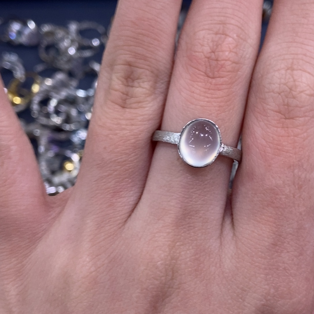 蛇纹石玉银S925镶嵌戒指
