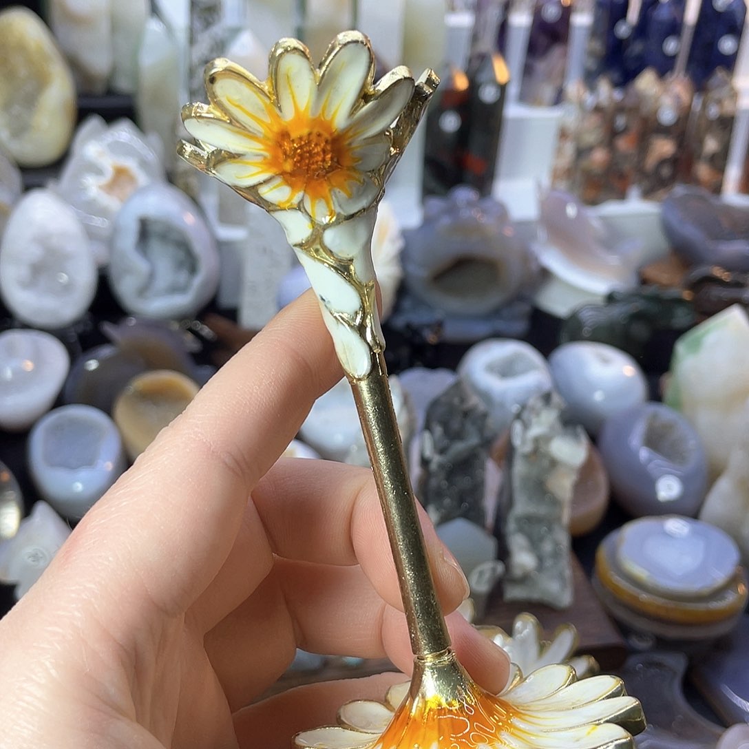 水晶珐琅彩波斯菊未镶嵌