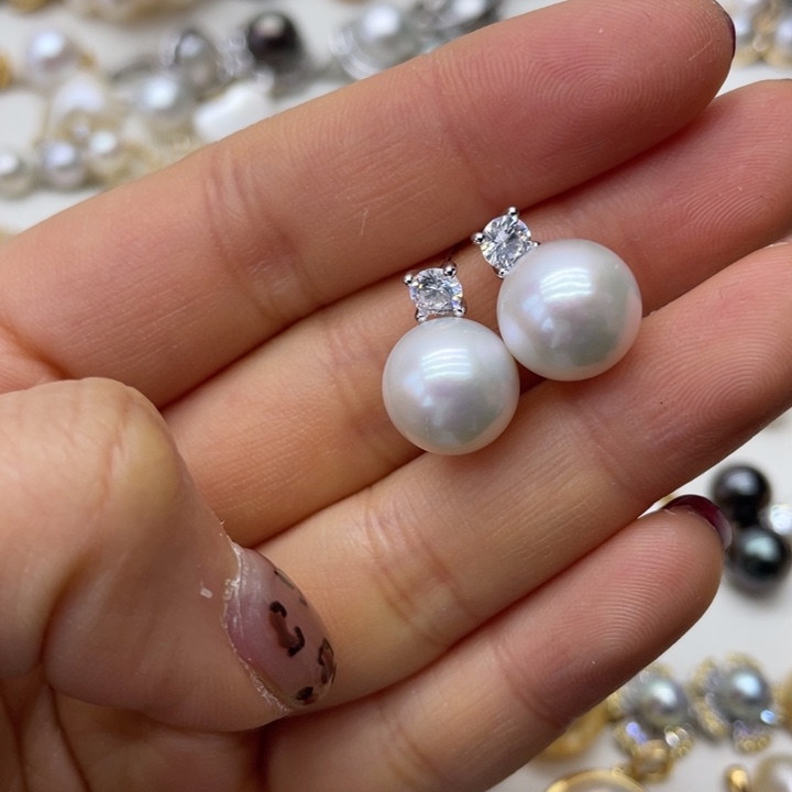 淡水珍珠耳饰银S925镶嵌