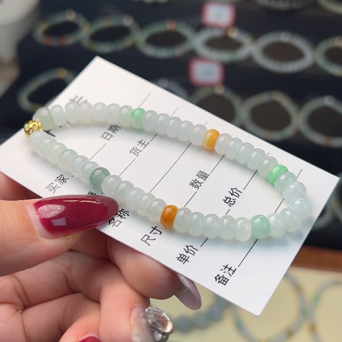 翡翠手串未镶嵌缅甸A货翡翠手串k6.6 010