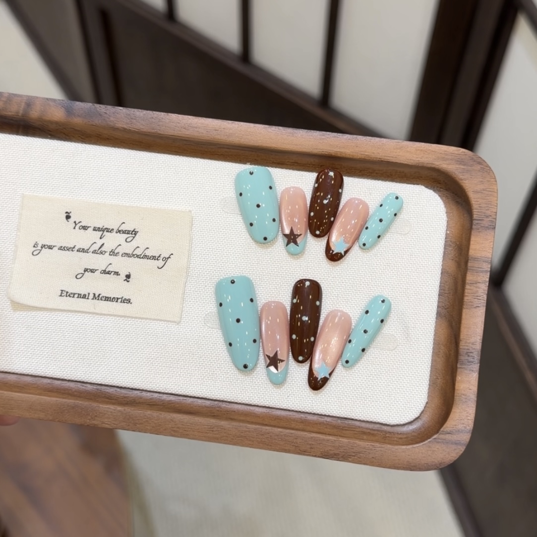 蓝汀波点-xinghejiyu-轻奢高定美甲10片装