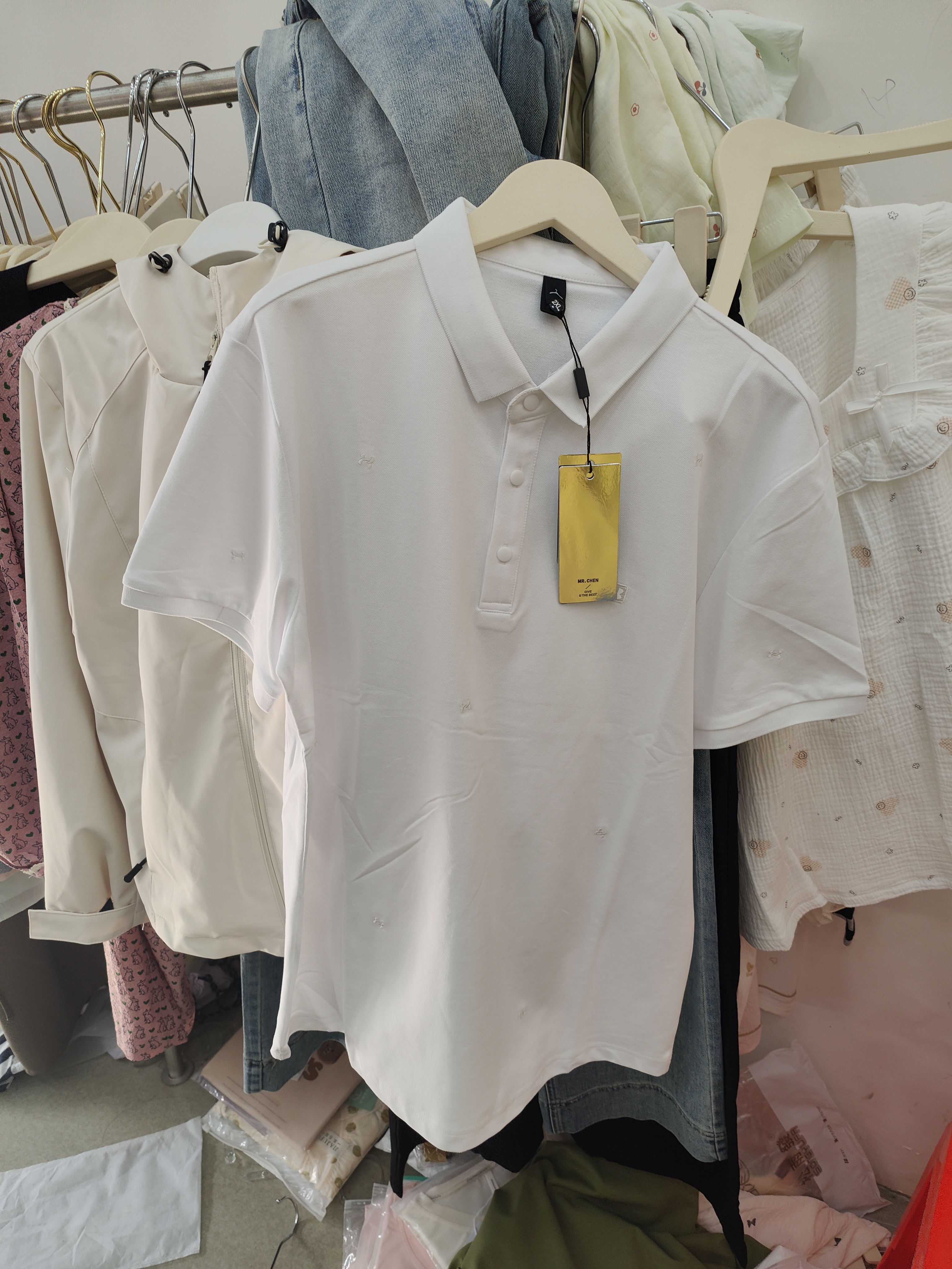 常规休闲Polo衫短袖纯色白色男士美式休闲夏季透气衬衫男款