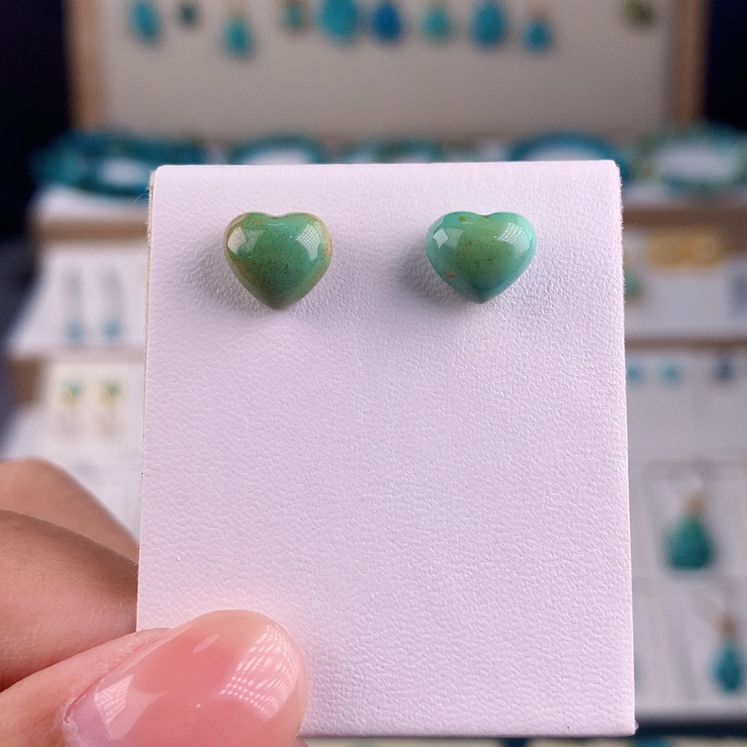 银S925镶嵌绿松石耳饰