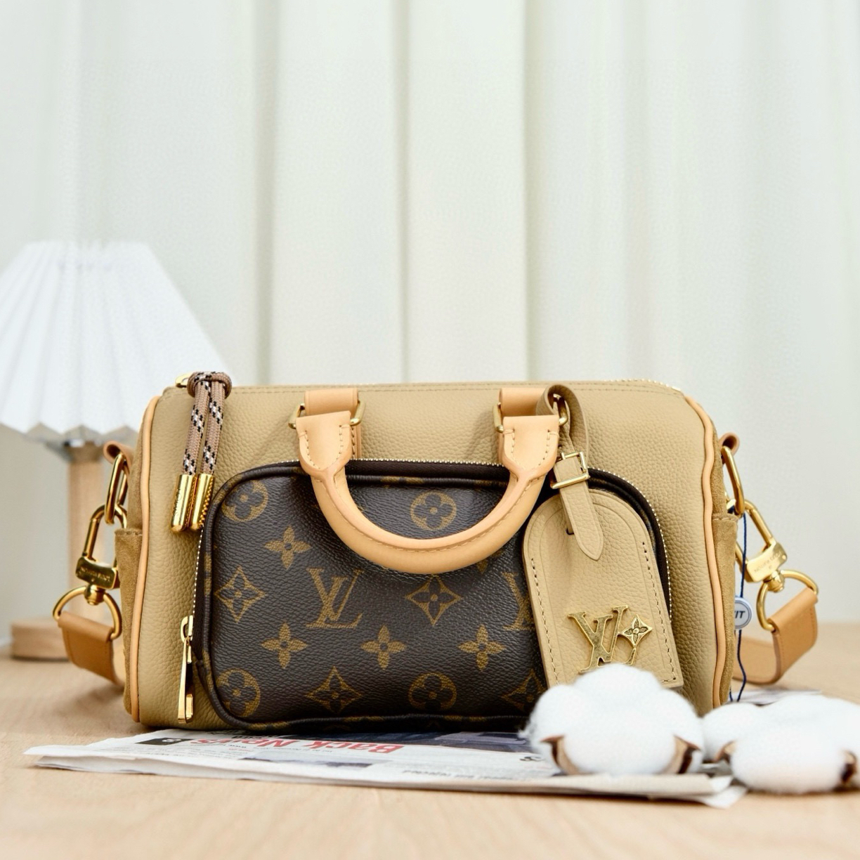 99新 LouisVuitton/路易威登 8489 Keepall 25 麂皮拼接 cargo 