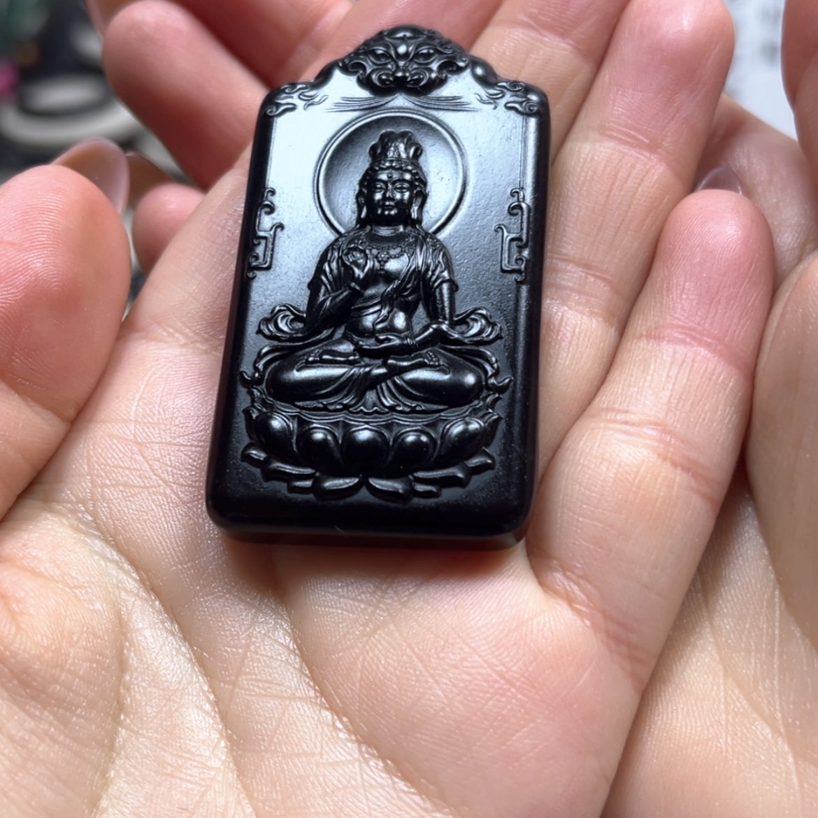 【闪购商品】和田玉（墨玉）36山水观音老料42克左右未镶嵌