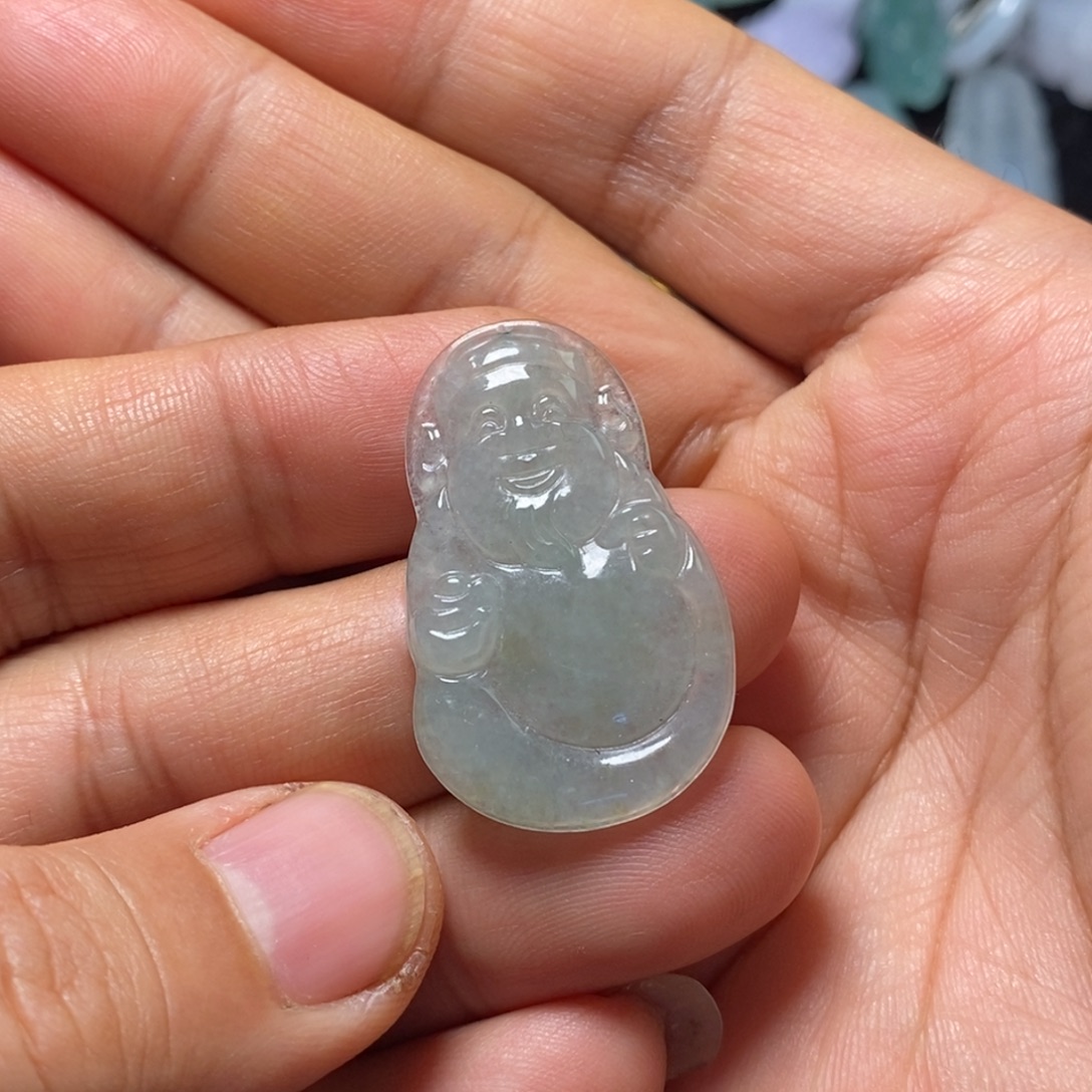 翡翠未镶嵌颈饰天然缅甸翡翠A货冰透财爷吊坠