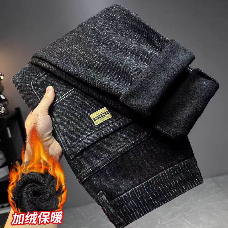 高货孤品加绒加厚男士松紧抽绳弹力直筒宽松阔腿小脚弯刀裤