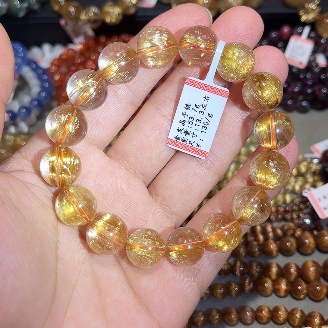 水晶手链未镶嵌金发晶手串