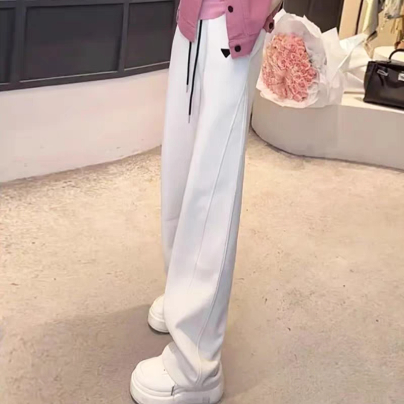 裤子女2025新款爆款百搭显瘦卫裤女时尚休闲直筒阔腿裤米白弯刀裤