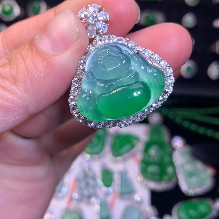 【闪购商品】翡翠颈饰银S925镶嵌啊***啊天然翡翠