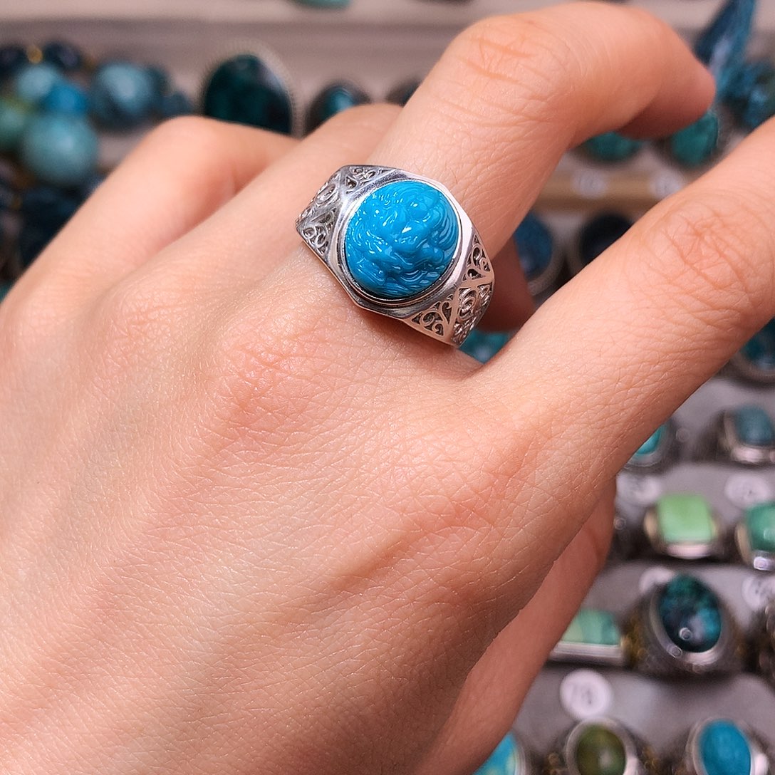 绿松石挂件银S925镶嵌