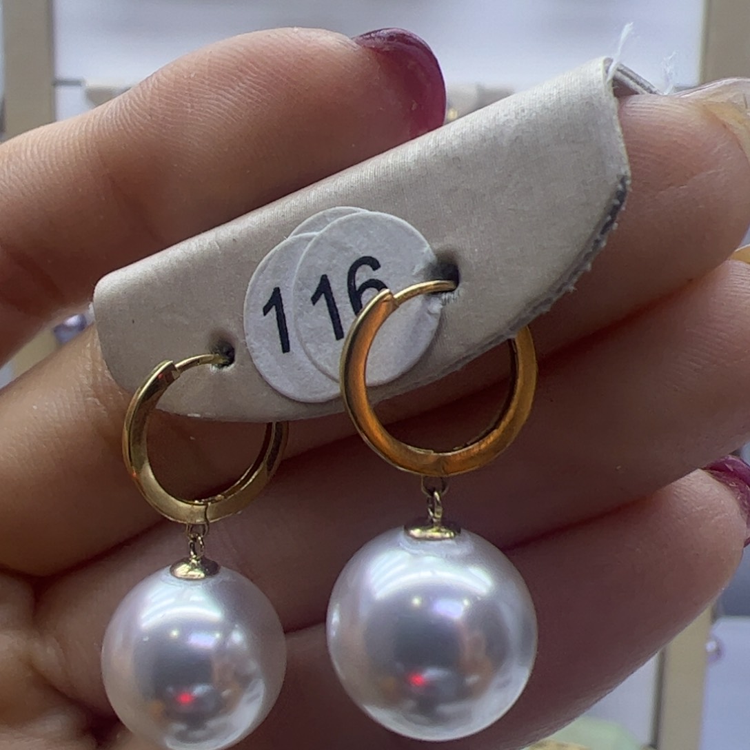 淡水珍珠耳饰18K金镶嵌