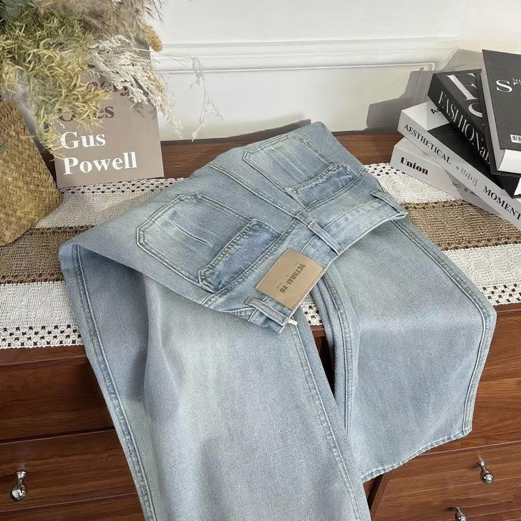 【运险+莱赛尔]夏季超薄款牛仔裤女窄版弯刀裤宽松显腿长