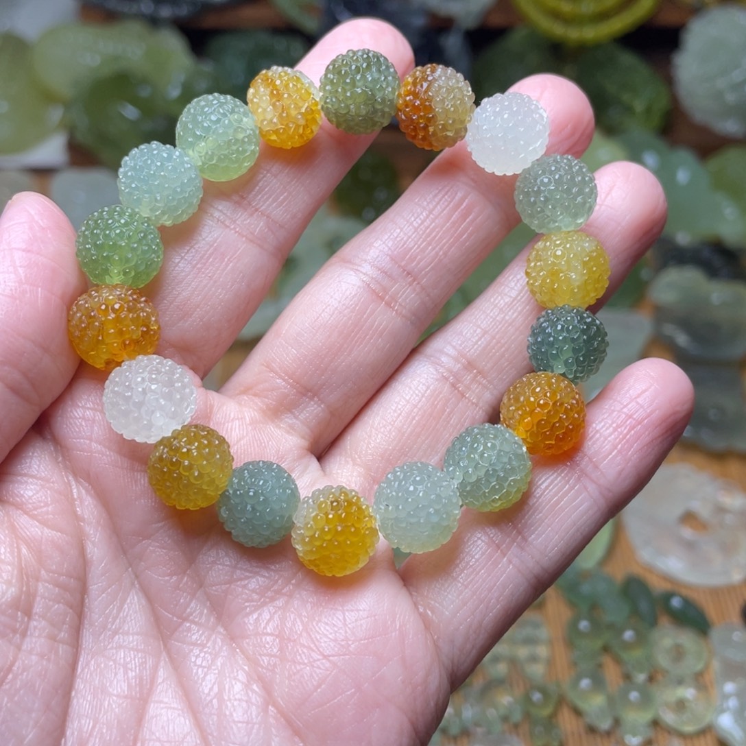 青***丘蛇纹石玉未镶嵌手串