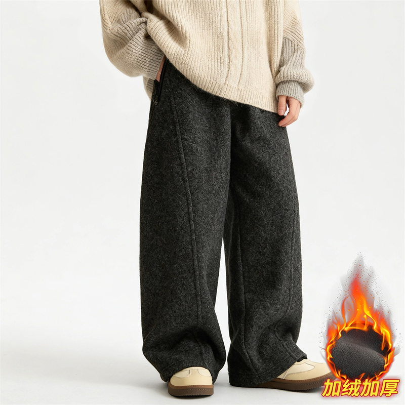 男女童中大童加绒加厚时尚韩版男休闲冬季装长裤弯刀潮卫裤