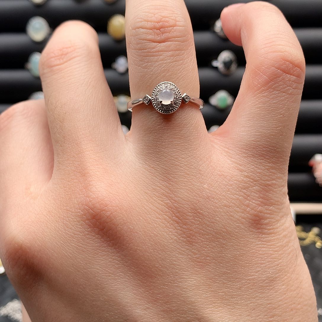 翡翠戒指银S925镶嵌0126